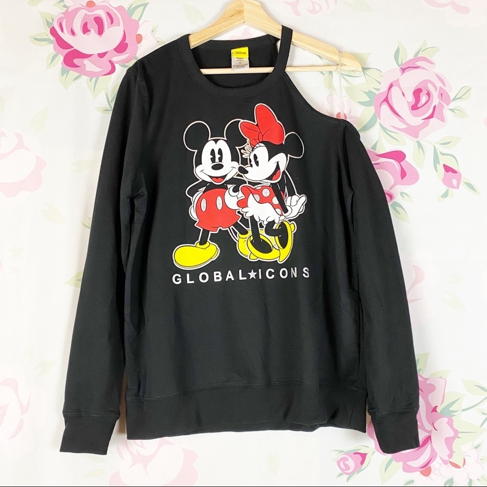 NEW Disney Black Mickey Minnie Mouse Sweater XL - Picture 1 of 8